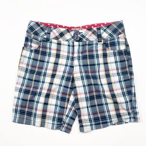 NOBO No Boundaries blue/white plaid Bermuda shorts